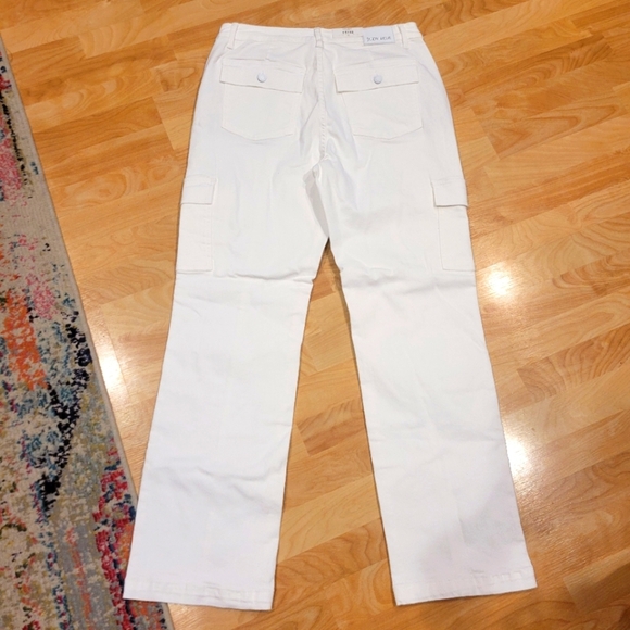 Judy Blue High Rise Cargo Straight Leg Jeans White Size 32 - Picture 3 of 11